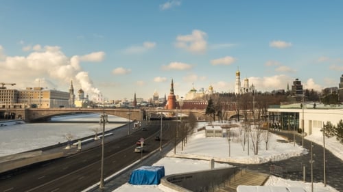 Moscow Kremlin. Winter View From Moscow River.