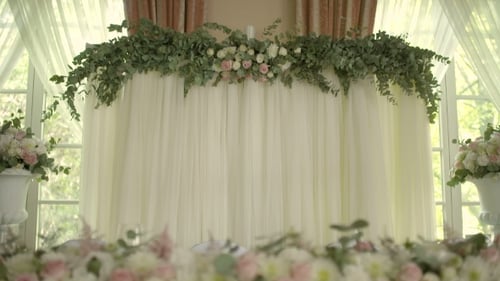 Beautiful Table Flowers at Elegant Wedding Celebration