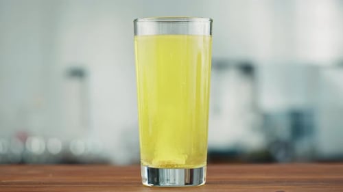 Effervescent Tablet Dissolving in Glass of Water