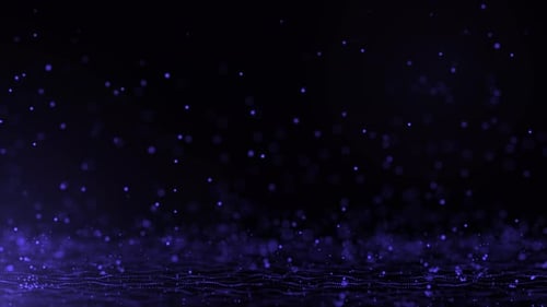 Abstract Purple Particles Digital Data Wave Background