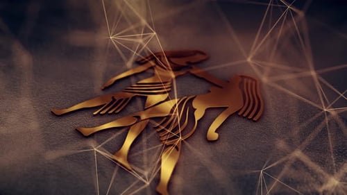 Golden Gemini Zodiac Sign Rotation with Plexus Background