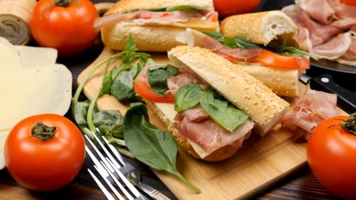 Delicious Sandwiches with Prosciutto, Cheese, and Basil