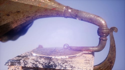 Animated Vintage Gramophone with Ethereal Light Glow