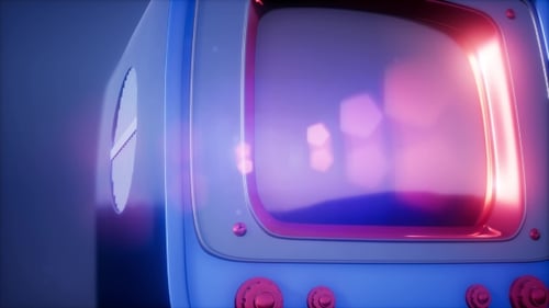 Retro TV on Blue Sky Background