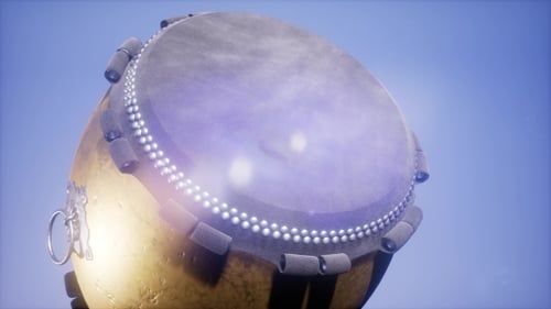Rotating African Bongo Drum with Lens Flare