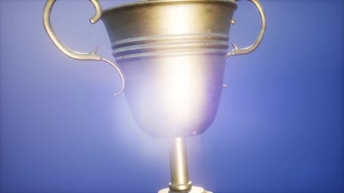 Golden Trophy Animation with Elegant Light Flares