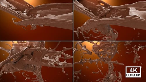 Dynamic Fluid Chocolate Splash with Alpha Channel