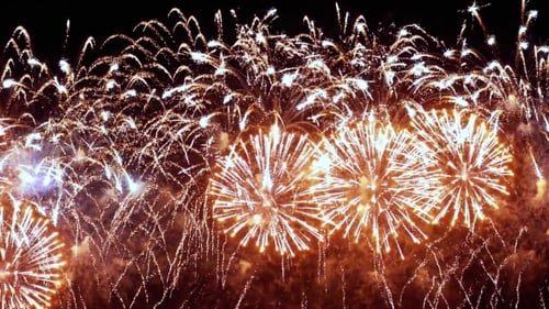Spectacular Fireworks Exploding in the Night Sky