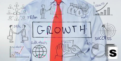 Business Person Drawing Growth Plan Diagrams