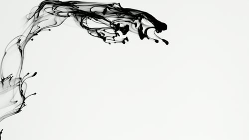 Black Ink Dissolving in Water on White