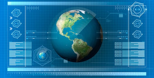 Futuristic Global Data Earth Interface HUD Technology Display