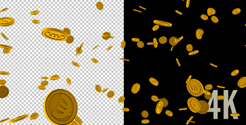 Golden Euro Coins Falling Down Animation