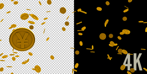 Raining 3D Gold Yuan Coins Loop Animation