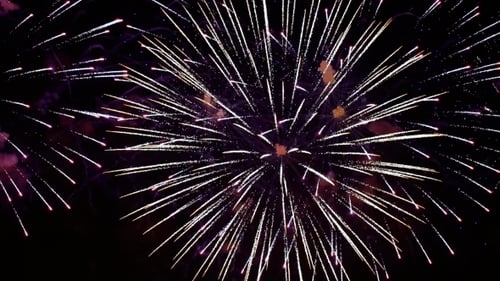 Buntes Feuerwerk explodiert am Nachthimmel. Feste und Veranstaltungen in leuchtenden Farben.