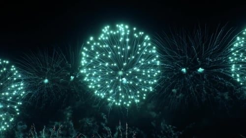 Buntes Feuerwerk explodiert am Nachthimmel. Feste und Veranstaltungen in leuchtenden Farben.