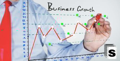Business Growth Chart Drawn on Glass Whiteboard