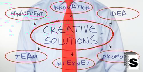 Person Writes Creative Solutions in a Diagram