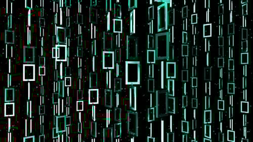 Abstract Digital Background of Rotating Glowing Rectangles