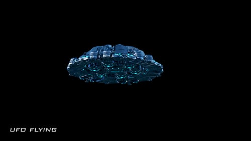 Futuristic Blue UFO Flying Spaceship Animation