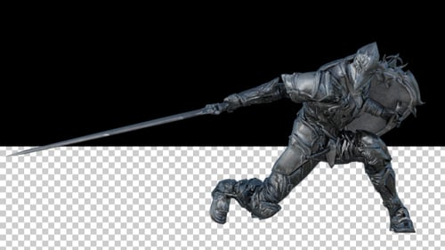 Armored Knight Combat Animation with Sword and Shield