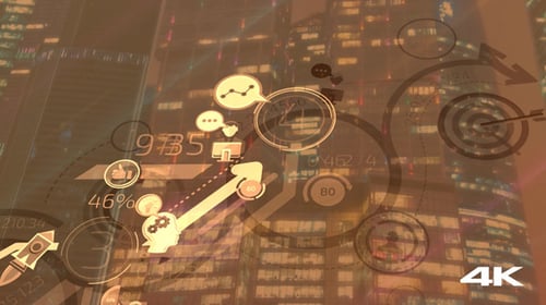 Animated Business Data Presentation Overlay with Icons