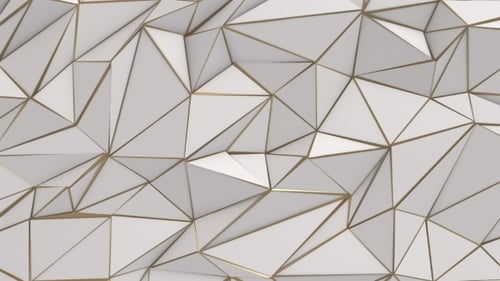 Abstract White and Gold Polygonal Undulating Background Loop