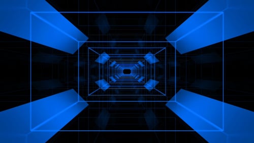Futuristic Blue Geometric Tunnel Loop Background