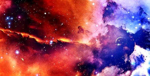 Dynamic Nebula Animation with Glittering Stars and Planets