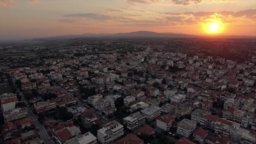 Aerial Townscape at Sunrise