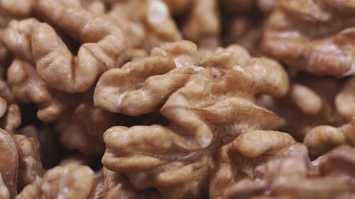 Extreme Close Up of Shelled Walnuts