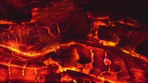 Burning Flame at Fireplace