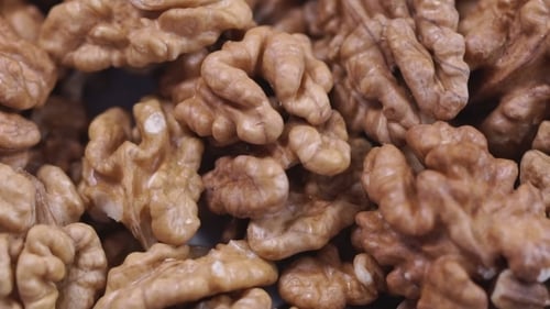 Close-up of Pile of Delicious Shelled Walnuts