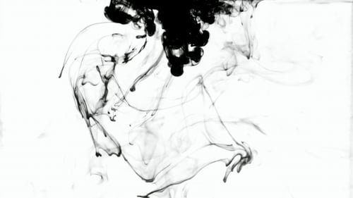 Abstract Black Ink Diffusing in Clear Water