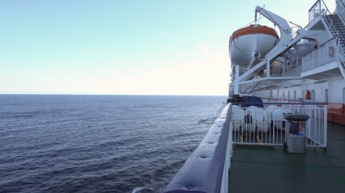 Lifeboats on Upper Deck of Liner
