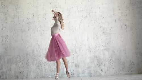 Portrait of a Ballerina in a Pack and Pointe Shoes. Portrait of a Graceful Ballet Dancer