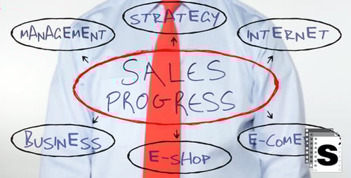 Business Person Drawing Sales Progress Diagram