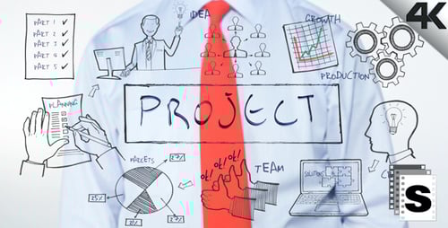 Man Drawing Business and Technology Related Graphics