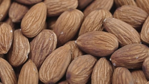 Close Up of Pile of Raw Almonds