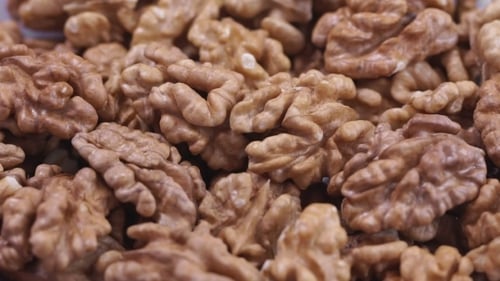 Close Up of Delicious Peeled Walnut Halves