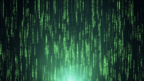 Futuristic Green Binary Code Digital Rain Background
