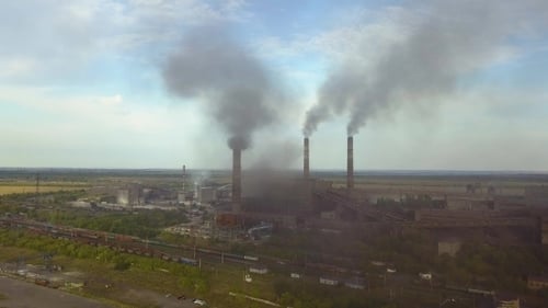 Aerial View of Industrial Oil Refinery Plant Station Gas Industry Background