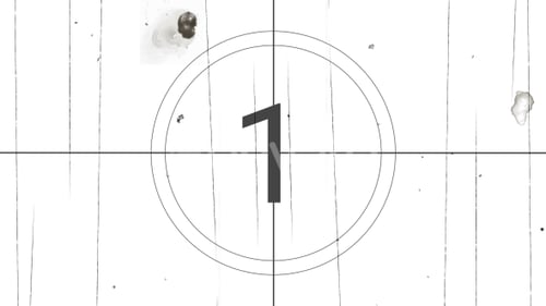 Retro Film Countdown Leader with Grungy Overlay Effect