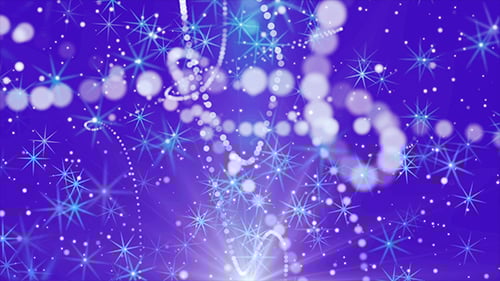 Festive Blue Sparkling Stars and Swirling Particle Trails