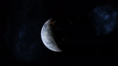 Rotating Earth in Space with Visible City Lights
