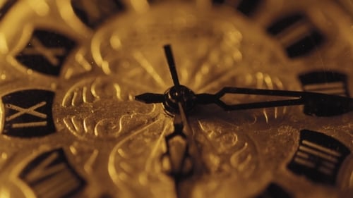 Close Up of a Gold Vintage Clock