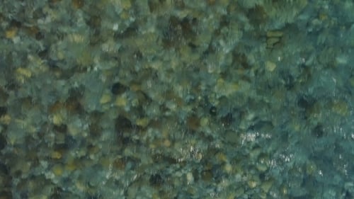 Turquoise River Flowing Over Rocks Aerial View