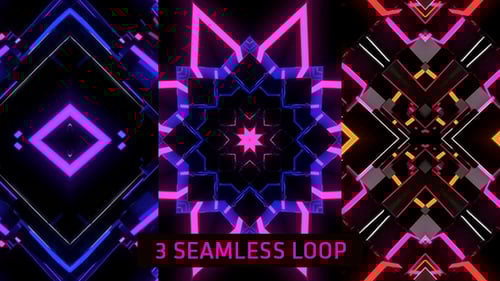 Energetic Neon Geometric Kaleidoscope VJ Loop Background