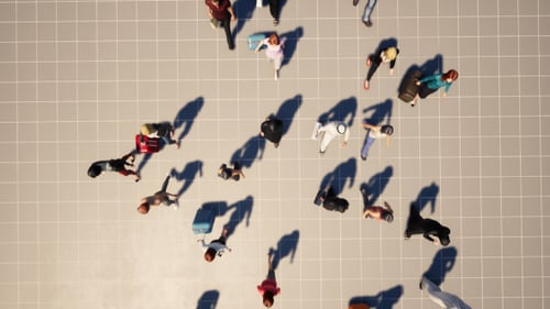 Overhead Animated View of Diverse Walking People
