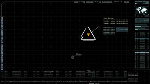 Futuristic HUD with Sector Scanning and Digital Data Analysis