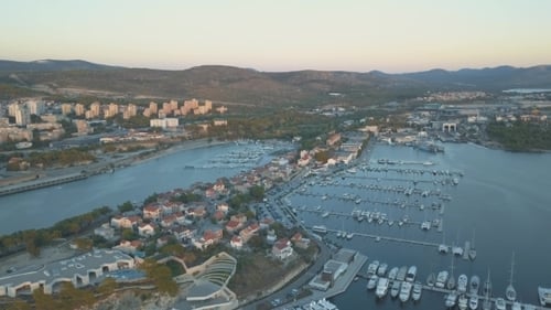 Aerial View of Yacht Club and Marina in Croatia Sibenik